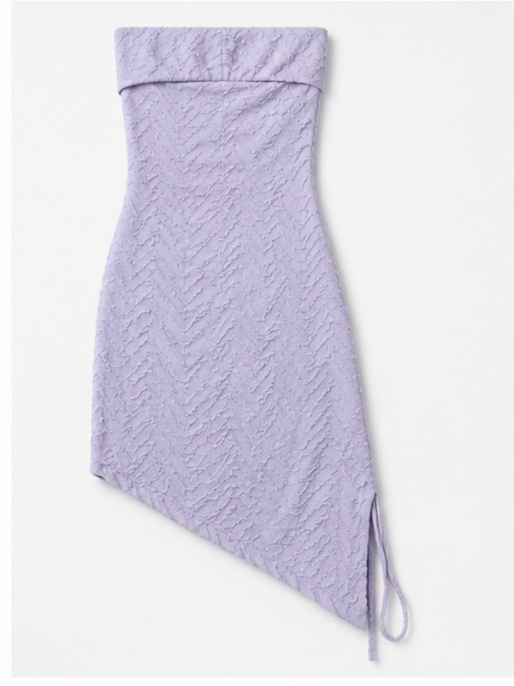 Strapless Asymmetrical Midi Dress in Lavender
